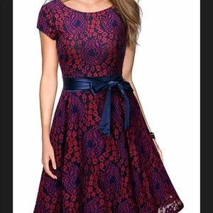 BNWT Vintage Floral Lace Cocktail Evening Dress